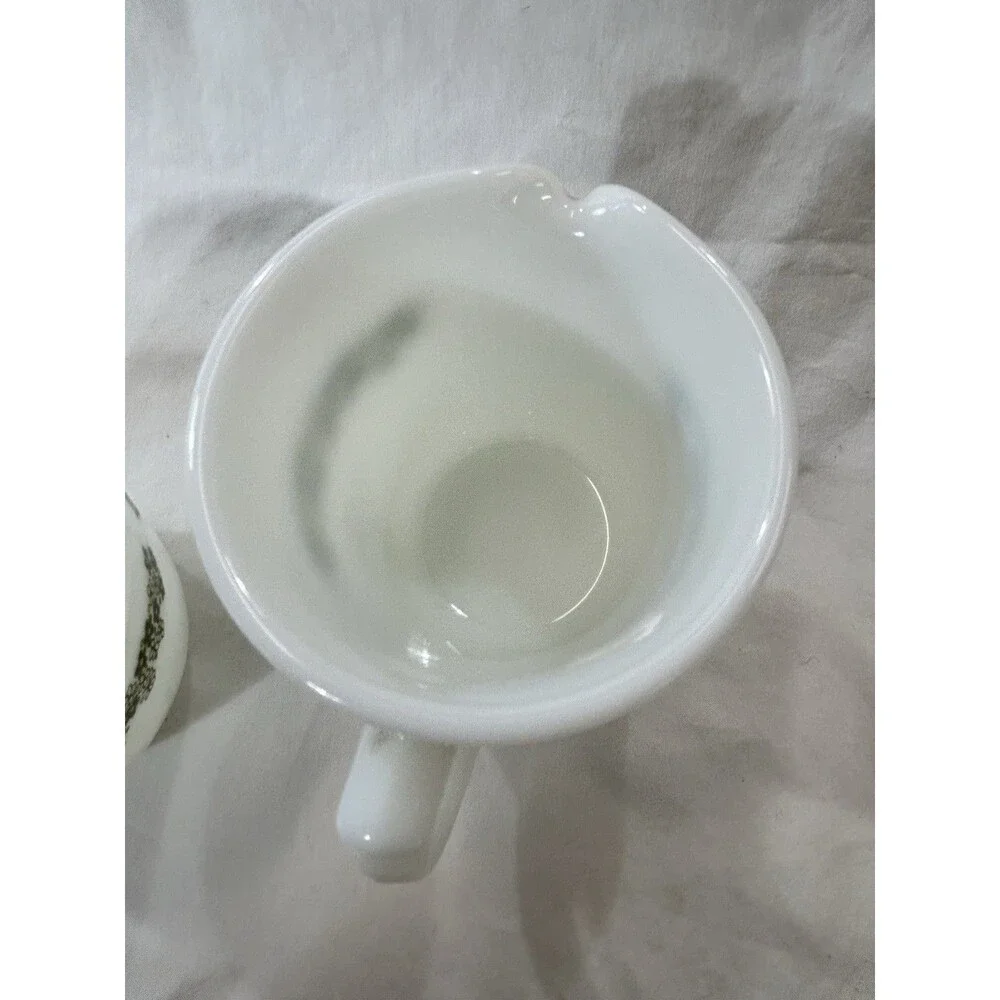 Vintage Pyrex Crazy Daisy Spring Blossom Green Creamer Coffee Cup Set 2 Pc